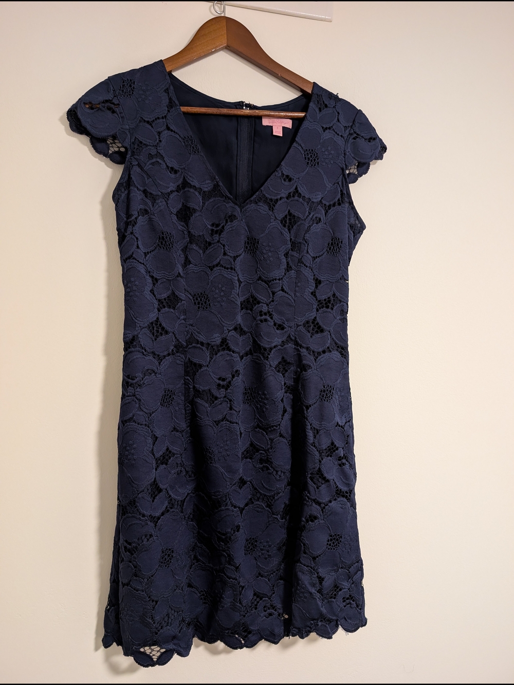 Lilly Pulitzer Navy Floral Lace V-Neck Mini Dress